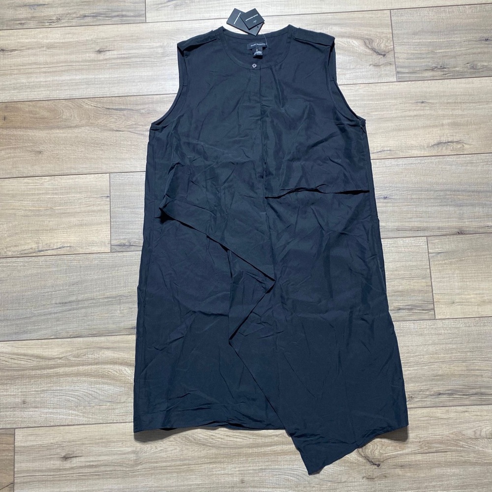 Club Monaco Women's Drape Front Button Placket Dress Size 8 Black‎